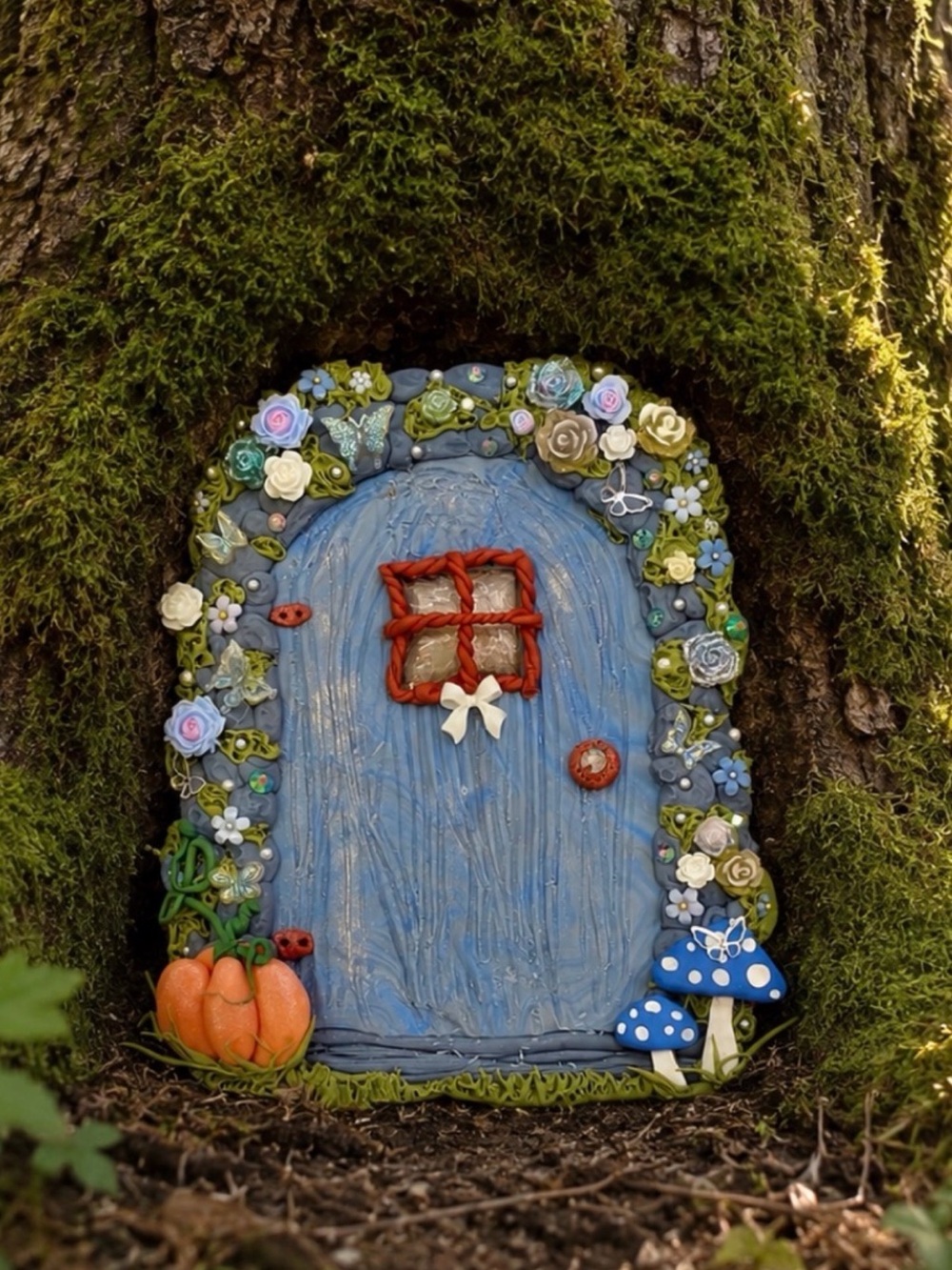 Handcrafted 7” fairy door. Indoor or outdoor. Nursery or garden decor. Fairycore